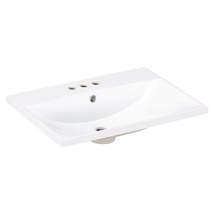 Encimera de Baño Blanca de 24 Pulgadas con 3 Orificios para Grifo, Compatible con Grifos de 4 Pulgadas, Solo Encimera, Producto de Alta Demanda para Lavabos de Baño - Product Image 1