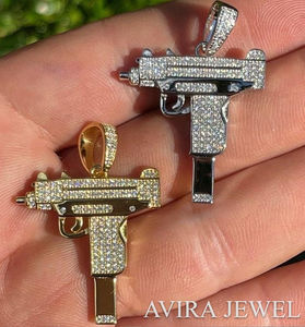 Collar con Colgante de Diamante Moissanite Estilo Hip Hop, Plata de Ley 925, Chapado en Oro Amarillo y Rosa, Diseño Unisex para Hombre y Mujer - Product Image 1