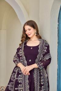 Robe Anarkali / Kurti / Salwar Kameez de créateur, style col rond, pour femmes ou filles, prix bas, meilleure qualité, spéciale pour les mariages et les cérémonies. - Product Image 3