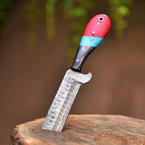 Couteau de cowboy occidental à lame fixe en acier de Damas de qualité industrielle, forgé à la main, avec fourreau en bois et cuir, OEM/ODM, pour la survie - Product Image 3