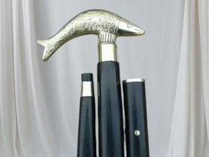 Vintage Brass Fish Head Walking Stick | Nautical Antique Style Gentleman Walking Cane | Gift Collectible - Product Image 5