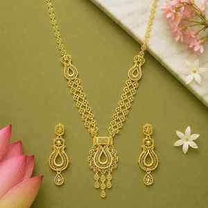 ชุดเครื่องประดับแฟชั่นขายส่ง ชุบทอง 14K18K24K แบบไมครอน สไตล์ตุรกี ดูไบ สร้อยคอยาว ดีไซน์แบบดั้งเดิม - Product Image 3