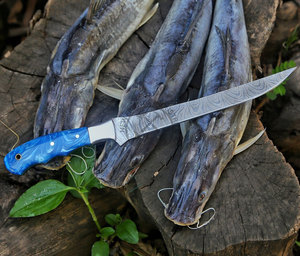 Couteau de pêche à la ligne tendance, en acier Damas fait main, haute dureté, extra tranchant, lame de 8 pouces, couteau de chef de cuisine personnalisé - Product Image 3