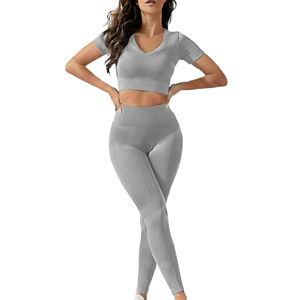 Custom Logo Women's High Waist Print Yoga Leggings and Crop <b>Top</b> 2-Piece Gym Fitness Set Quick Dry Soft Workout Clothing - Product Image 3