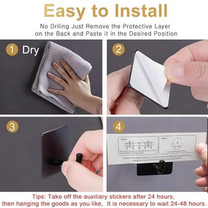 Self Adhesive Wall Hooks Heavy Duty <b>Waterproof</b> Stainless Steel Utility Hooks Kitchen Bathroom Bedroom Home Organization <b>Set</b> of 4 - Product Image 5