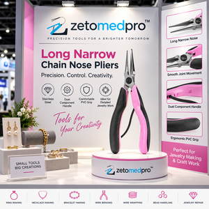 <b>Round</b> <b>Nose</b> <b>Pliers</b> Stainless Steel Dual Component Handle Jewelry Making Tool 5 Inch Zetomed Pro - Product Image 6
