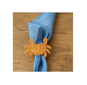 Ronds de serviette écologiques faits à la main, en jonc de mer, lot de 4, origine Vietnam, OEM/ODM, forme de crabe, style côtier - Product Image 2
