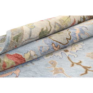 Tapis de prière Oushak Runner moderne fait à la main Beige bleu Design floral laine lavable pour l'exercice à domicile-pour salon bureau - Product Image 5