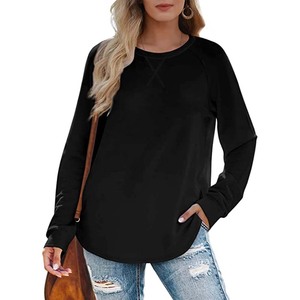 Women's <b>Lined</b> Oversized Crew Neck Long Sleeve Pullover Sweatshirt Polyester/Cotton Knitted Breathable Quick Dry Summer - Product Image 2