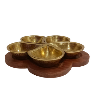 Juego de 3 Recipientes de Madera para Servir Frutos Secos con Tapa de Vidrio, Plato de Metal Dorado, Decoración de Mesa, Regalo - Product Image 5