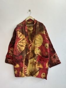Boho Tie Dye Handmade Vintage Kantha <b>Quilted</b> <b>Jacket</b> Bohemian Short Kimono <b>Jacket</b> - Product Image 6