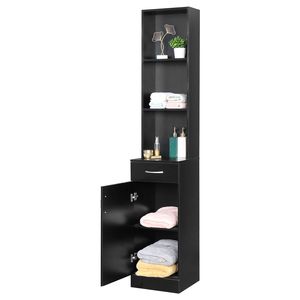 FCH Triamine une porte un tiroir trois compartiments armoire haute noir RT MDF salle de bain meubles muraux - Product Image 1
