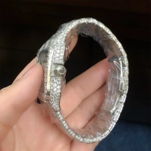 Reloj de Lujo para Hombre de Acero Inoxidable con Diamantes Cuadrados, Estilo Deportivo y de Moda, Esfera Romana, Totalmente Cubierto de Plata, Brillante y Elegante - Product Image 2