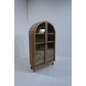 Vitrina de Madera de Mango Sólida con 2 Cajones y Puerta de Vidrio, Estilo Industrial, para Sala de Estar - Product Image 6