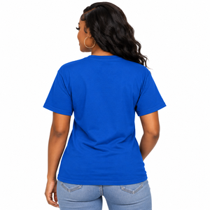 Camiseta Deportiva con Gráficos Atléticos en Azul Real y Dorado, Algodón Premium, Manga Corta, Cuello Redondo, Estilo Deportivo Informal, Unisex, Estampada - Product Image 2
