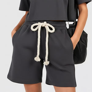 Nouveau short tendance pour femme, 100% coton, logo personnalisé imprimé, couleur unie, style hip hop. - Product Image 4