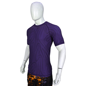 Custom Men Short Sleeve Rash Guard Purple <b>Compression</b> <b>Shirt</b> MMA BJJ Grappling Athletic Gym Workout Base Layer Top Wholesale Bulk - Product Image 1