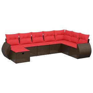 Juego de sofás de patio de ratán sintético marrón de 8 piezas con cojines, elegantes muebles de exterior - Product Image 2