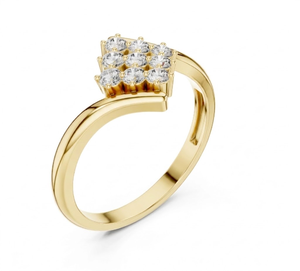 Anillo de Oro Puro de 18K con Diamantes Cultivados en Laboratorio, Anillo Compuesto Cuadrado con 9 Diamantes Redondos en Racimo, Anillo Elegante en Espiral para Mujer, Anillo de Novia - Product Image 5