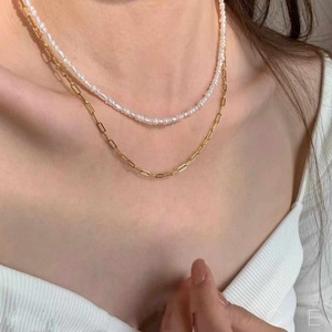 Collar de Perlas de Agua Dulce de 14K de Zhuji, Cadena Sólida, Natural, Se Puede Usar en Capas, Otros Accesorios de Moda - Product Image 1