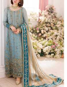 Vestido Shalwar Kameez indio y pakistaní de alta calidad para mujer, estilo maxi largo, con bordados, cosido y sin coser. - Product Image 5