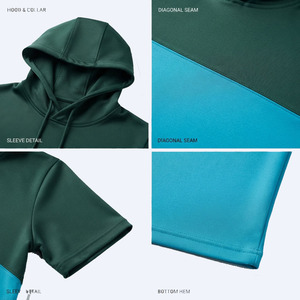 Premium Athletic <b>Short</b> <b>Sleeve</b> <b>Hoodie</b> Men's Lightweight Tech Fleece Gym Fitness Sportswear Manufacturer Wholesale Athletic <b>Hoodie</b> - Product Image 5