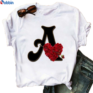 Women's English <b>Alphabet</b> <b>Print</b> T Shirt New Summer Couples Lovers Breathable Letter & Lovely Sweet Style Plus Size Women Top - Product Image 1