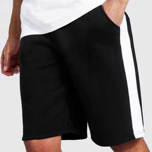 Ensemble de t-shirts en coton pour hommes, couleur contrastée, shorts noirs, respirant, décontracté, vêtements d'été, blanc avec rayures noires - Product Image 6