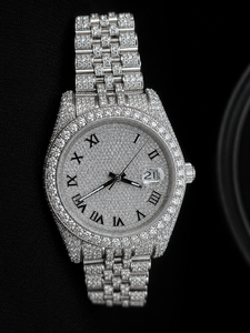 Reloj de Pulsera Automático para Hombre, Estilo Hip Hop, con Esfera Bicolor, Chapado en Oro y Plata, con Incrustaciones de Diamantes Moissanite - Product Image 1