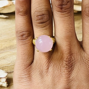 Unique Premium Design Rose Quartz <b>Statement</b> <b>Ring</b> Women’s Brass <b>Ring</b> 18k Gold Plated Boho Dainty <b>Ring</b> Wholesale Handmade <b>Ring</b> - Product Image 4