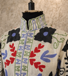 Chaqueta Bomber de Algodón Ecológico, Transpirable, con Estampado Floral Vintage, Cuello Mao, Reversible, de Lujo, Artesanal, para Mujer - Product Image 5