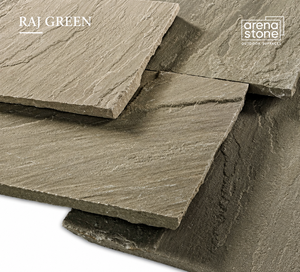 Dalles de pavage extérieur en grès vert Arena Stone Raj, finition brossée, découpées sur mesure, multi-tailles pour allées, chemins et jardins - Product Image 1