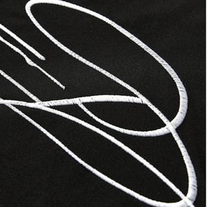 T-shirt en jersey noir à motif graphique, manches courtes, col rond, grande taille, broderie abstraite sur le devant, respirant, séchage rapide, streetwear décontracté - Product Image 6