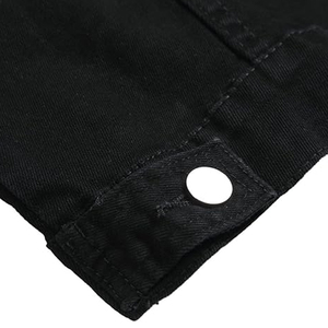 2026 Men's Black <b>Denim</b> <b>Jacket</b> Regular Fit Button Fly Solid Color Casual Autumn Topstitch Woven Fabric - Product Image 5