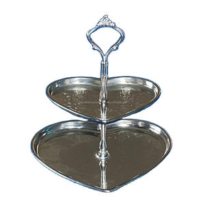 Bandejas para servir magdalenas de acero inoxidable, artesanías hechas a mano, 2 niveles, elegante soporte para pasteles, frutas, Brownie, caramelo, Chocolate, exhibición, soporte para pasteles - Product Image 5