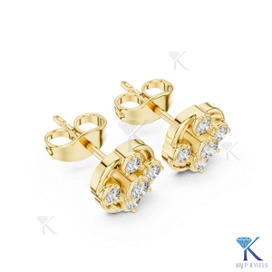 ต่างหูเพชรเลี้ยงในห้องปฏิบัติการทรงกลุ่มถักแบบปม ทองคำแท้ 18K ประดับเพชรทรงเหลี่ยม งานละเอียดอ่อน เครื่องประดับสำหรับผู้หญิง ของขวัญวันครบรอบแต่งงาน - Product Image 5
