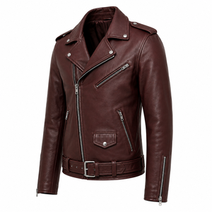 Chaqueta de Cuero Personalizada para Hombre, Chaqueta de Motociclista de Cuero Genuino, Abrigo de Cuero Casual a la Moda, Proveedor Mayorista - Product Image 4