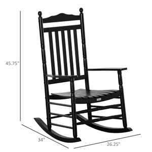 Silla Mecedora de Madera Negra con Respaldo Alto para Interiores/Exteriores, para Relajarse - Product Image 3