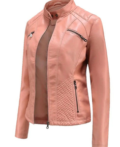 2026 Custom Breathable Women's Jacket Full Sleeve Solid <b>Leather</b> With Cotton Filling and Hole Decoration for <b>Ladies</b> jacket - Product Image 3