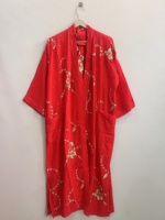 Kimono en soie crêpe recyclée pour femmes, style vintage bohème, long kimono en soie sari