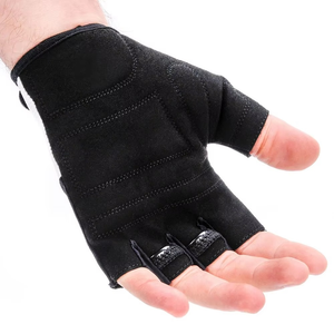 Black Fingerless Cycling Gloves With Padded Palm And Reinforced Stitching For Comfortable Ride - Product Image 4