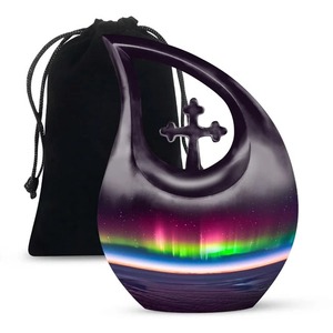 <b>Navy</b> Blue Teardrop Urn for Human Ashes Adult Female Burial Urn Decorative Funeral Cremation Urn for Women & Men Free Velvet <b>Bag</b> - Product Image 4