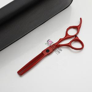 Tijeras Profesionales de Acero Inoxidable para Adelgazar el Cabello, Color Rojo Oscuro, Recubrimiento para Peluquería, Tijeras de Adelgazamiento con Logotipo Personalizado - Product Image 3