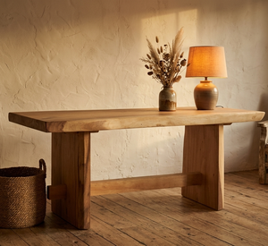 Premium Eco-Friendly Durable Taki Dining <b>Table</b> Solid Teak Wood Construction <b>Live</b> <b>Edge</b> Round <b>Table</b> for Rustic Modern Home Dining - Product Image 1