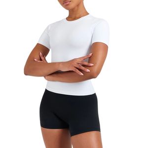 Custom Wholesale Women Slim Fit Activewear T Shirt Short Sleeve Crew Neck <b>Stretch</b> Yoga Gym Fitness Running Top Casual Sports Tee - Product Image 3