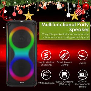 Altoparlante Portatile Wireless per Feste con 7 Luci Colorate, Telecomando, Funzione TWS, Radio FM, Lettore USB e Schede MMC - Product Image 4