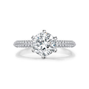Anillo de Compromiso con Diamante Cultivado en Laboratorio VVS2 Certificado por IGI, Corte Brillante Redondo, Banda de Oro con Pavé, Joyería de Boda para Mujer - Product Image 1
