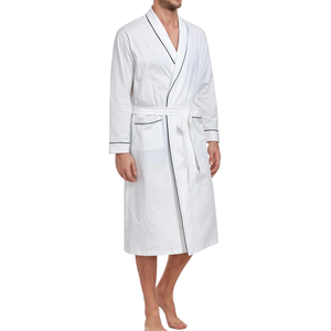 Albornoz Unisex de Felpa Blanca con Cuello Chal, Bata de Hotel y Spa con Cinturón, 100% Algodón, OEM ODM, Venta al por Mayor para Parejas - Product Image 3