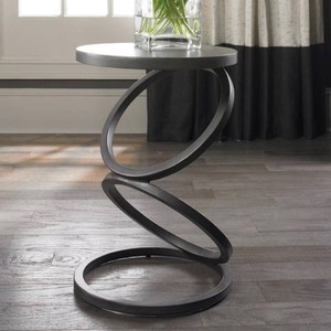 Table d'appoint moderne et durable avec structure métallique et base spirale, table de salon contemporaine, meubles de décoration pour la maison - Product Image 5