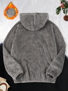เสื้อฮู้ดไหมพรมเทอร์รี่สีเทา ทรงโอเวอร์ไซส์ ยูนิเซ็กส์ สำหรับฤดูใบไม้ร่วง พิมพ์ลายพัฟฟ์ เสื้อฮู้ดครอปผู้ชาย ทรงหลวม ซักแบบวอชเทคนิค เสื้อฮู้ดฤดูใบไม้ร่วง - Product Image 2